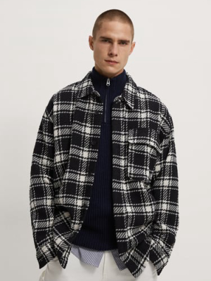 Textured Plaid Overshirt