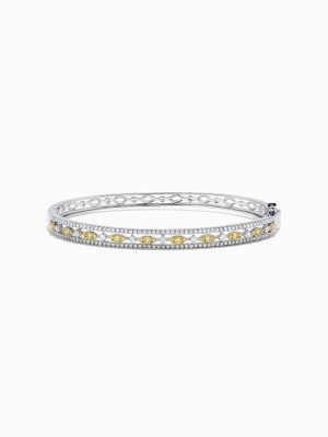 Effy Canare 14k White Gold Yellow And White Diamond Bangle, 1.27 Tcw