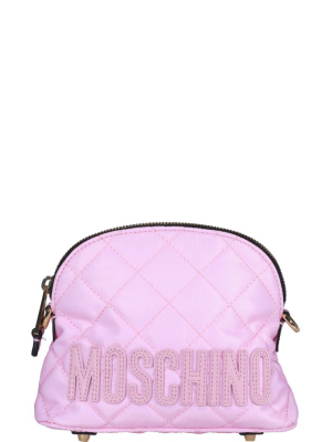 Moschino Logo Embroidered Quilted Shoulder Bag