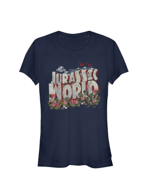 Junior's Jurassic World Greetings From Paradise T-shirt