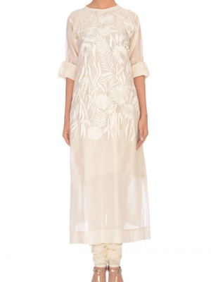 Tone-on-tone Embroidered Kurta