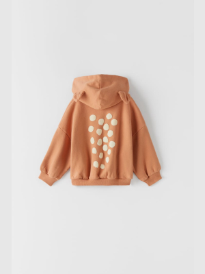 Eared Flocked Sweatshirt