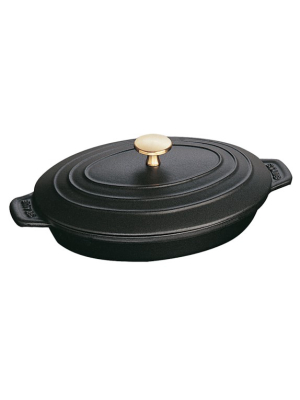 Staub Cast-iron Oval Gratin With Lid, Matte Black