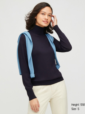 Women Extra Fine Merino Turtleneck Sweater