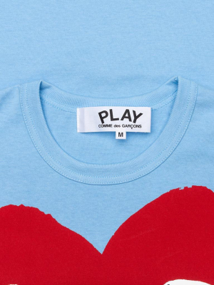 Comme Des Garcons Play Pastelle Red Logo T-shirt - Blue