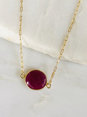 Stone Drop Necklace, Ruby