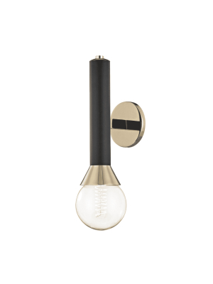 Via 1 Light Wall Sconce - Polished Brass/black