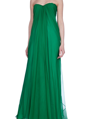 Alexander Mcqueen Strapless Draped Maxi Dress