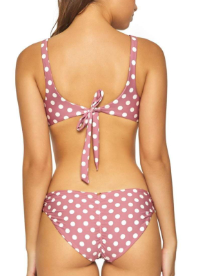 Pilyq Dot Basic Ruched Full Coverage Bikini Bottom