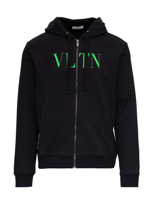 Valentino Vltn Logo Printed Hooded Jacket