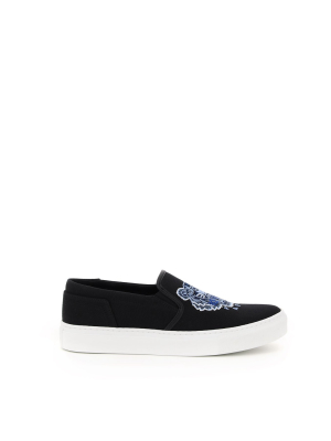 Kenzo K-skate Tiger Embroidered Slip-on Sneakers