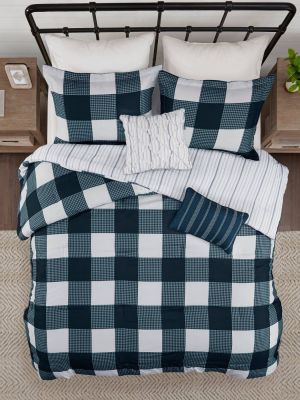 5pc Levon Reversible Buffalo Check Comforter Set