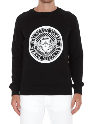 Balmain Coin Flock Logo Sweatshirt