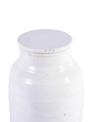 Busan White Flat Lidded Jar In Two Sizes