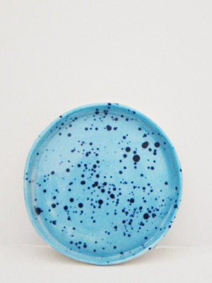 Porcelain Splatter Soap Trinket Dish Sky Blue & Ink