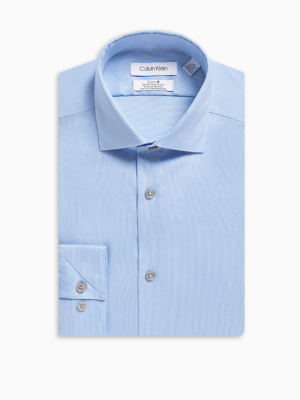 Slim Fit Herringbone Spread Collar Performance Non-iron Dress Shirt