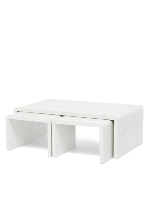 Harlow Nesting Coffee Tables Blanc Faux Shagreen