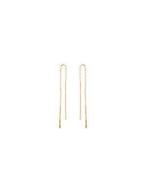 14k Short Hammered Wire Threader Earrings