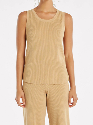 Signature Rib Knit Tank - Tan