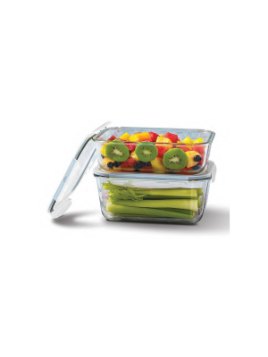 Mason Craft & More Set Of 2 Rectangular Food Storage Containers With Lids