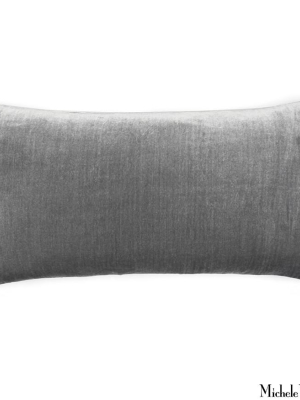 Silk Velvet Pillow Pearl Grey 12x22