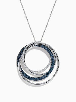 Effy Bella Bleu 14k White Gold Blue And White Diamond Pendant, 0.98 Tcw