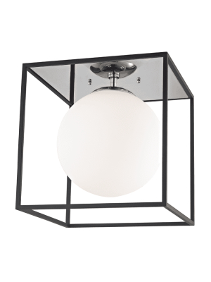 Aira 1 Light Large Flush Mount - Polished Nickel/black