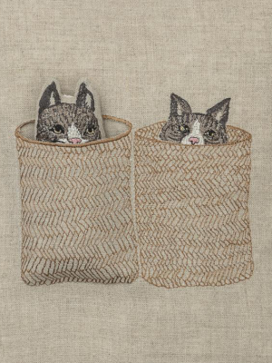 Basket Cats Pillow, Square