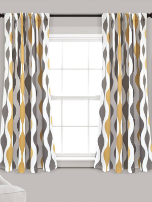 Set Of 2 Mid-century Geo Room Darkening Window Curtain Panels - Lush Décor