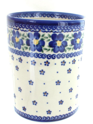 Blue Rose Polish Pottery Spring Blossom Utensil Jar