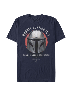 Men's Star Wars The Mandalorian Bounty Hunting Complicated Helmet T-shirt