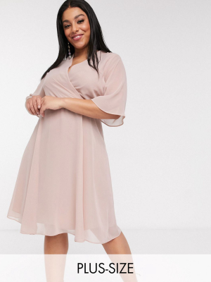 Simply Be Wrap Midi Dress In Blush