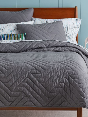 Organic Deco Quilt & Shams - Pewter