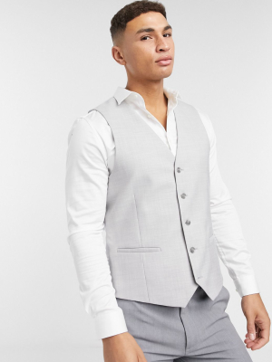 Topman Double Breasted Suit Vest In Gray
