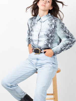 Esme Button Down - Bleu Pastel Snake