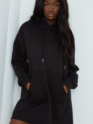 Black Oversized Pocket Detail Jumper Dress