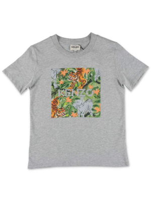 Kenzo Kids Animal Logo Printed T-shirt