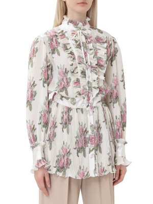 Paco Rabanne Floral Ruffled Blouse