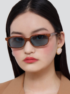 The Attico Gigi Rectangular Sunglasses In Tortoiseshell