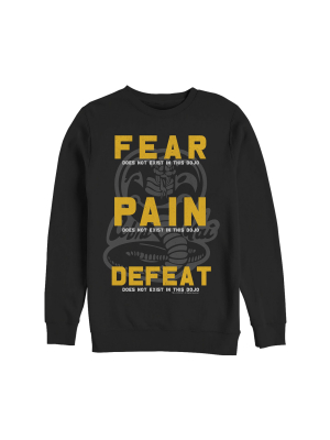 Men's Cobra Kai Fear Pain Defeat Motto Sweatshirt