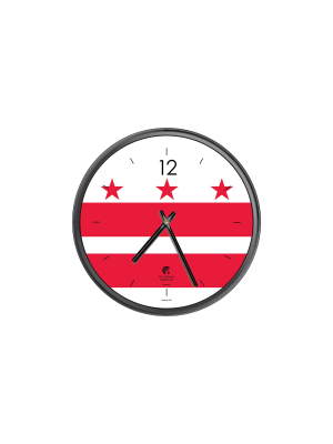 12.75" X 1.5" City Flag Washington Dc Decorative Wall Clock Black Frame - By Chicago Lighthouse