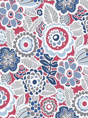 Lucy Floral Wallpaper In Red From The Bluebell Collection By Brewster Home Fashions