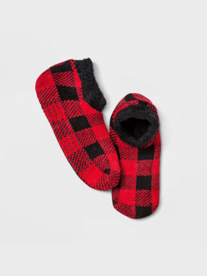 Women's Buffalo Check Plaid Double Lined Cozy Booties - A New Day™ Red 4-10