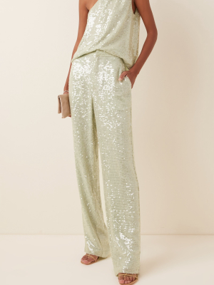 One-shoulder Sequined Georgette Top