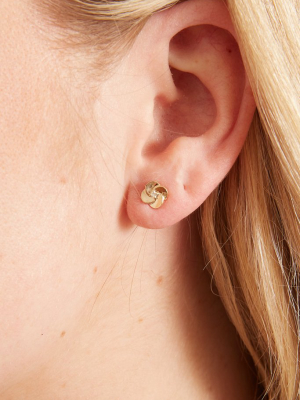 Gold And Diamond Petal Stud In Yellow Gold