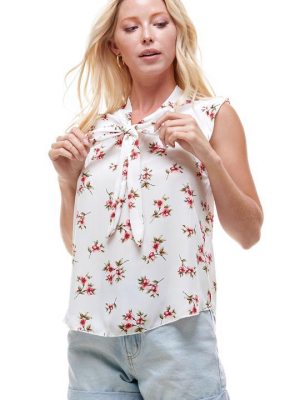 Tie Neck Floral Blouse