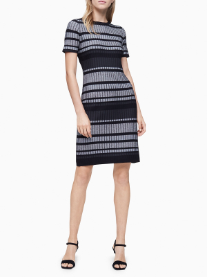 Striped Sheath Sweater Dress