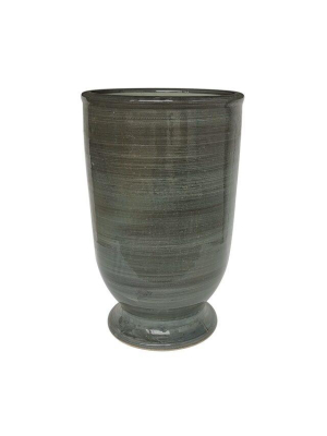 Provence Vase With Stripped Gray Glaze