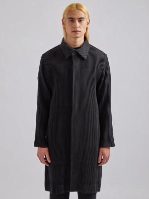 Pleated Basic Trenchcoat In Black