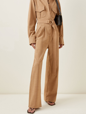 Coda Belted Wool-blend Jumpsuit